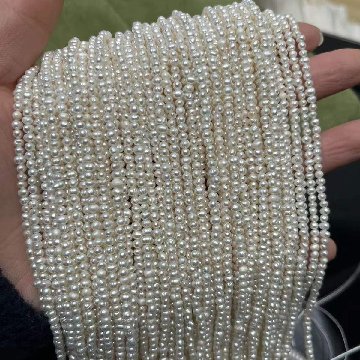 1,8-2 mm AA natuurlijke zoetwater kleine nabij ronde kraal parel geïsoleerde sieraden maken DIY ketting armband accessoires bruiloft vrouwen