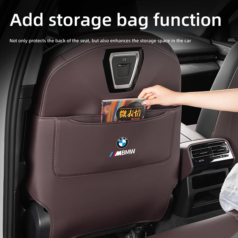 Car Seat Back Protector For Children Kids Anti Kick Mud Dirt Pad PU Seat Organizer Auto Interior Accessories For BMW Series5 G60