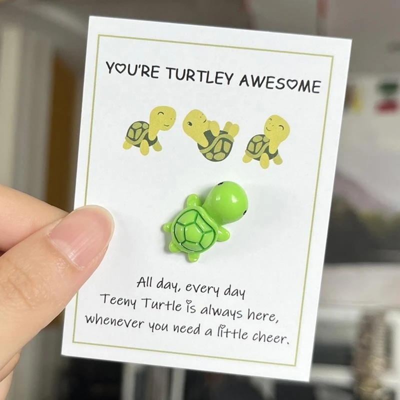 F92B Pockets Hug Turtles Tarjeta Emocional Soporte Tortugas marinas Ornamentt con tarjeta felicitación