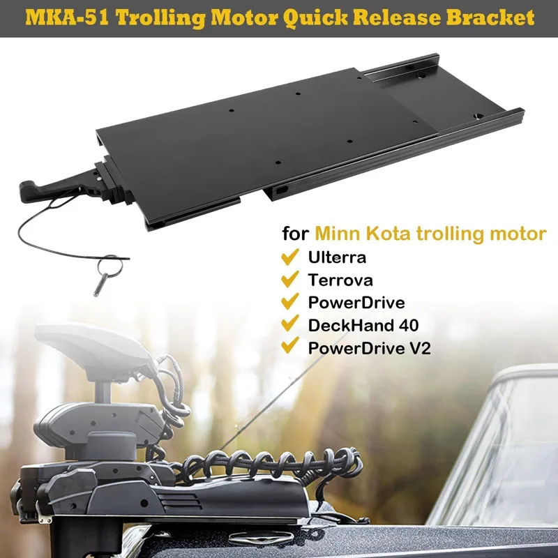 Black Aluminum 1854051 MKA-51 Electric Steer Trolling Motor Quick Release Bracket Fits for Minn Kota Ulterra Terrova PowerDrive