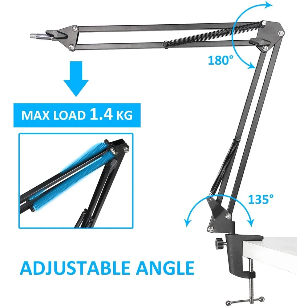 SM57 Mic Stand with Pop Filter Microphone Boom Arm Stand with Foam Windscreen Cover for SM57-LC Cardioid Dynamic Microphone