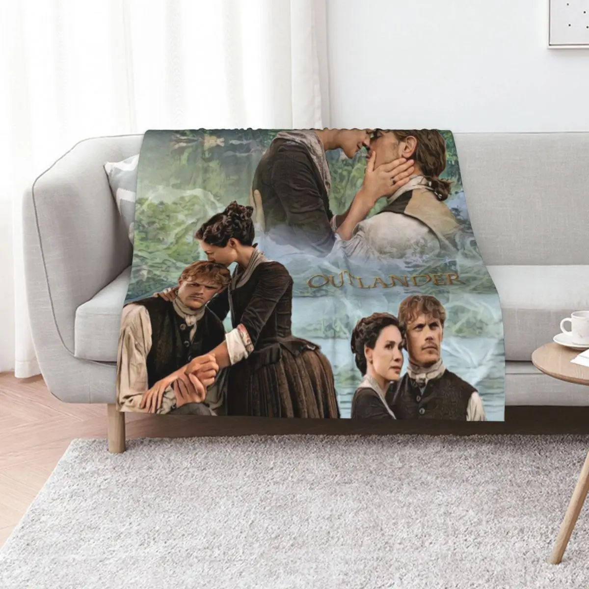 Jamie and Claire Fraser/Outlander Throw Blanket Flannels Soft Big Sleeping Bag For Sofa Thin Blankets