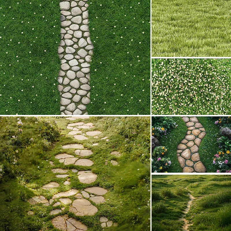 LS Photography Background Spring Easter Green Grassland Floor Children Birthday Party Portrait Decor Backdrop Photo Studio
