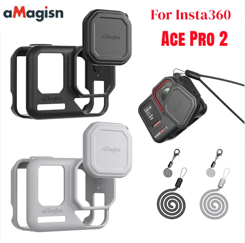 

Amagisn For Insta360 Ace Pro 2 Only Silicone Protective Case Shockproof Soft Silicone Case Anti-Scratch Protective Cover