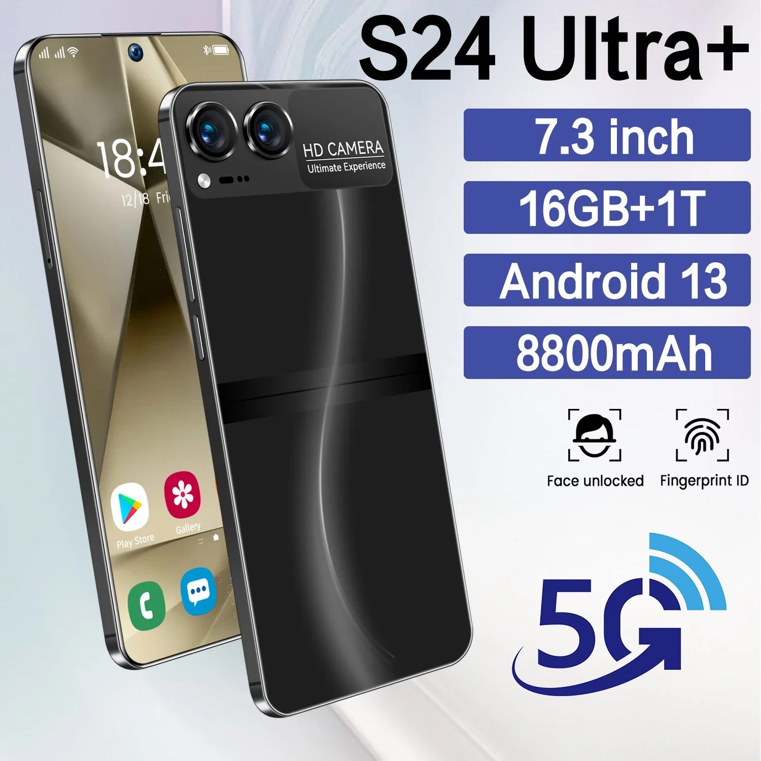 Nowy oryginalny S24 Ultra + smartfon 5G 7.3 HD 16G + 1T Dual Sim telefony komórkowe z systemem Android 13 odblokowany 72MP 8800mAh Tablet z funkcją