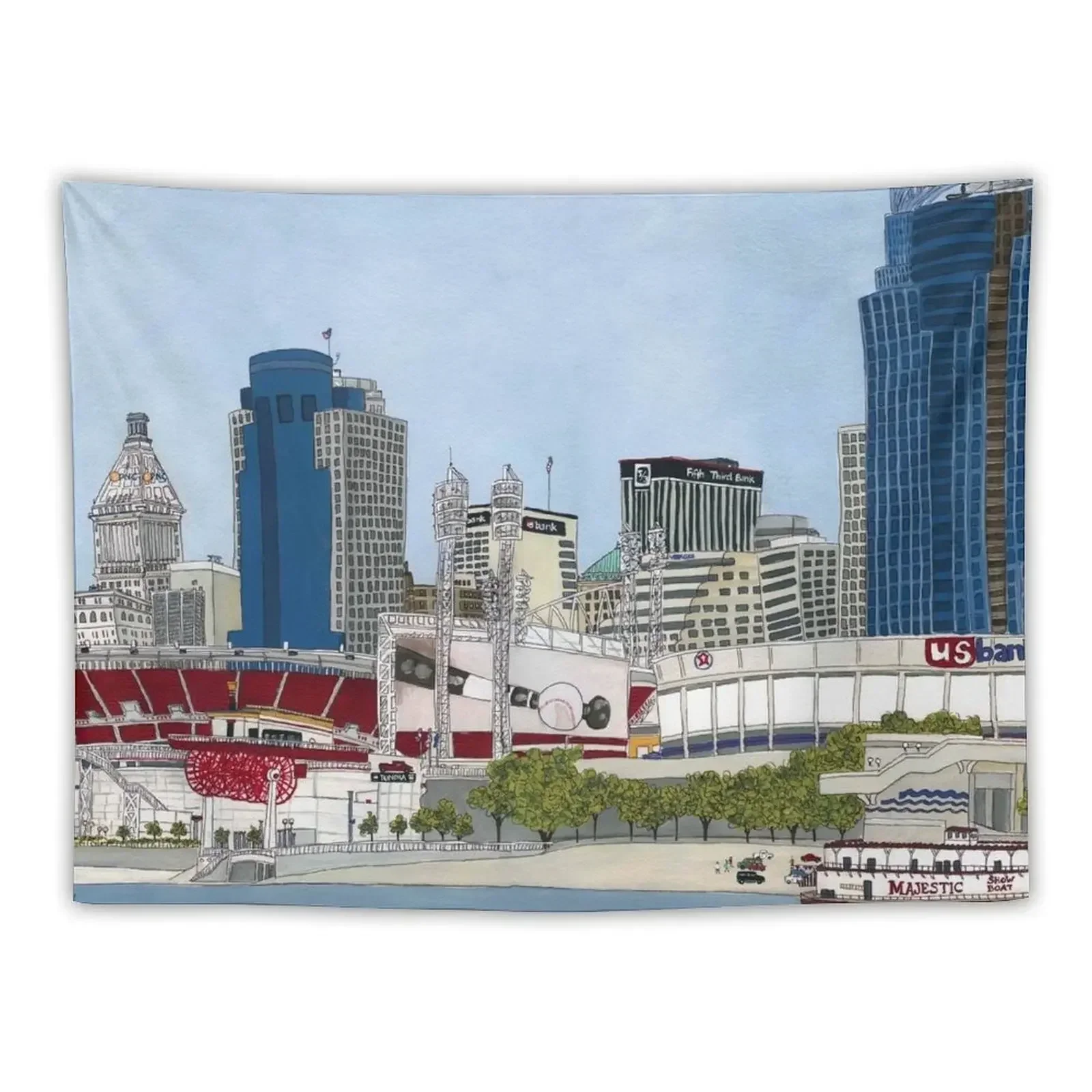 Cincinnati Scene Tapestry Decoration Home Wall Tapestries Decorations For Your Bedroom Wall Mural Tapestry