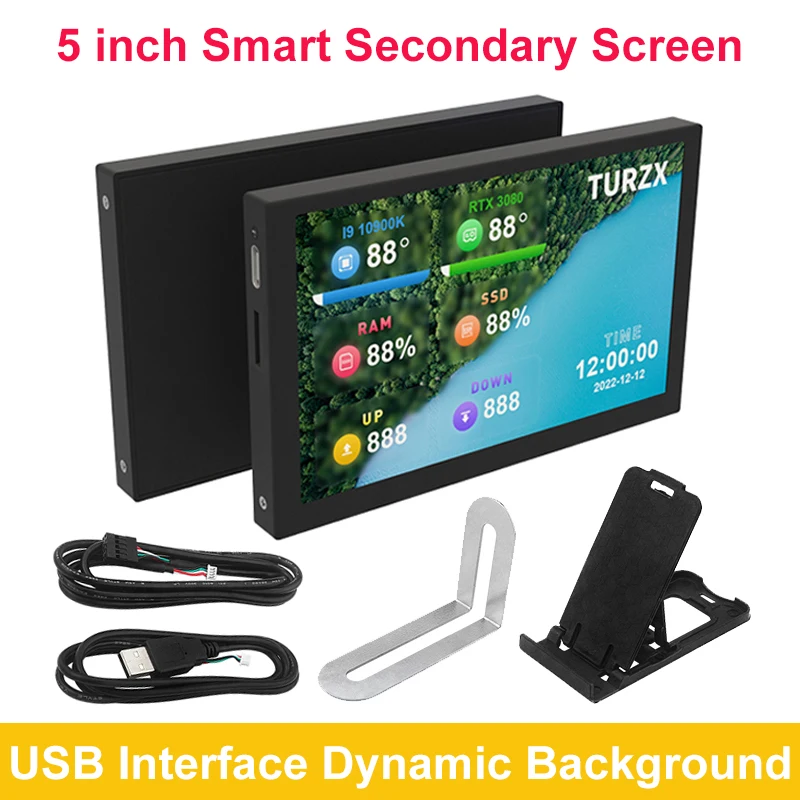 

5 Inch Smart Secondary Screen PC Computer CPU GPU RAM HDD IPS USB-C Display 800x480 Type-C LCD Amplitude Monitor NO AIDA64