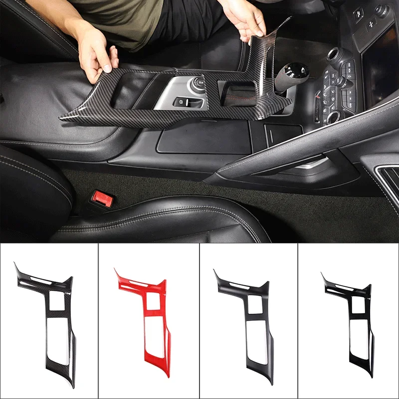 

For 2014-19 Chevrolet Corvette C7 Z06 ABS carbon fiber car styling Car central control cup holder panel frame sticker auto parts