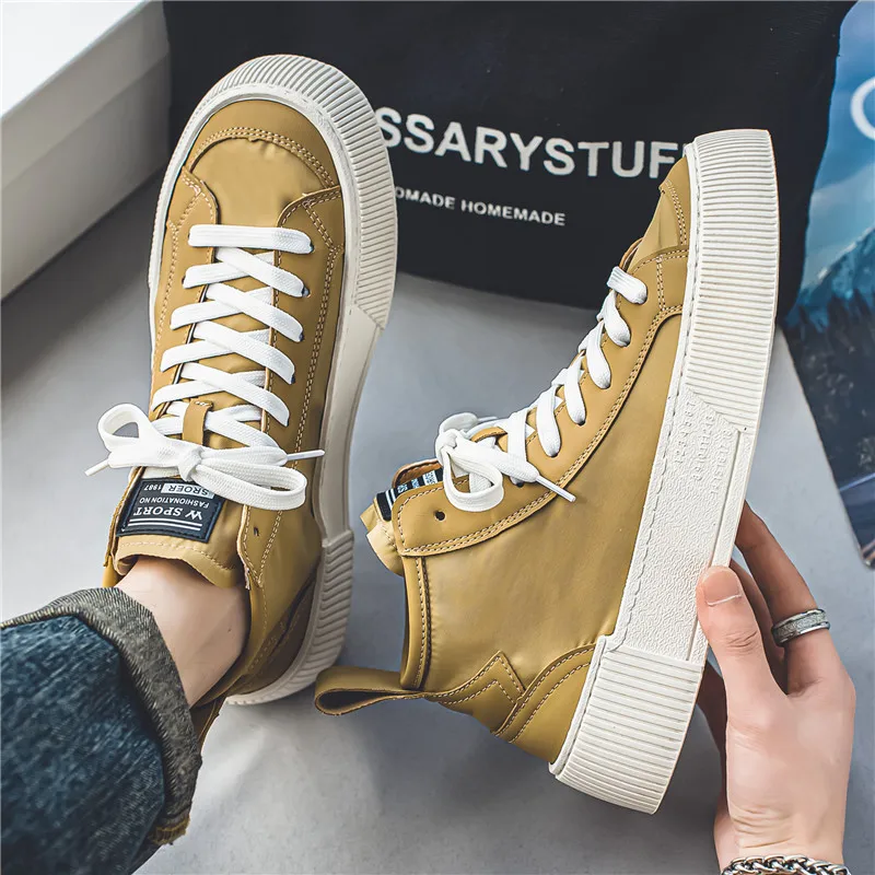 

Men Vulcanized Shoes 2023 British Style High Top Casual Sneakers Men Canvas Shoes Man Sports Skateboarding Shoes Fashion Male