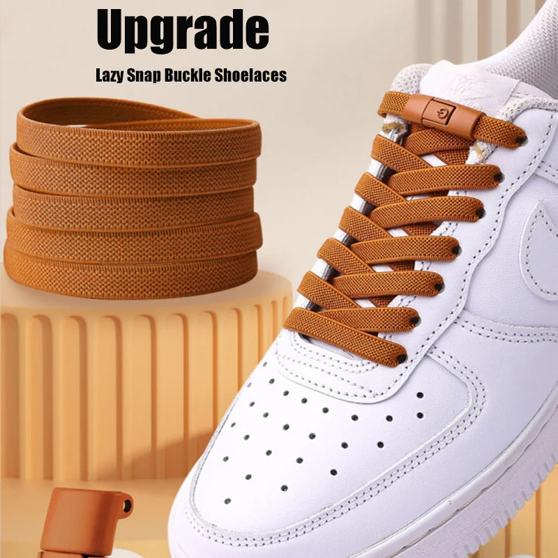8mm Elastic No Tie Flat Shoe Laces For Kids Adults Colorful Press Lock Lazy Shoelaces For Sneakers Stretch Widened Shoes Strings