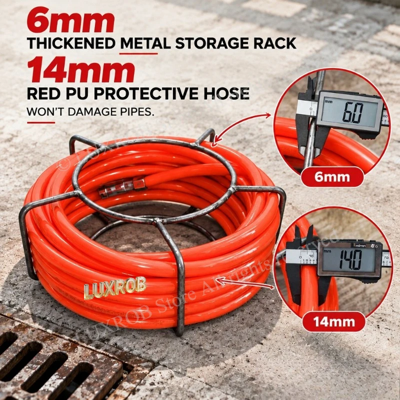 10Pcs Drain Cleaning Kit, Drain Auger with Drill Adapter, Reinforced Solid Shaft PU Hose Pipe Dredge Tool for Sewer Clog Removal