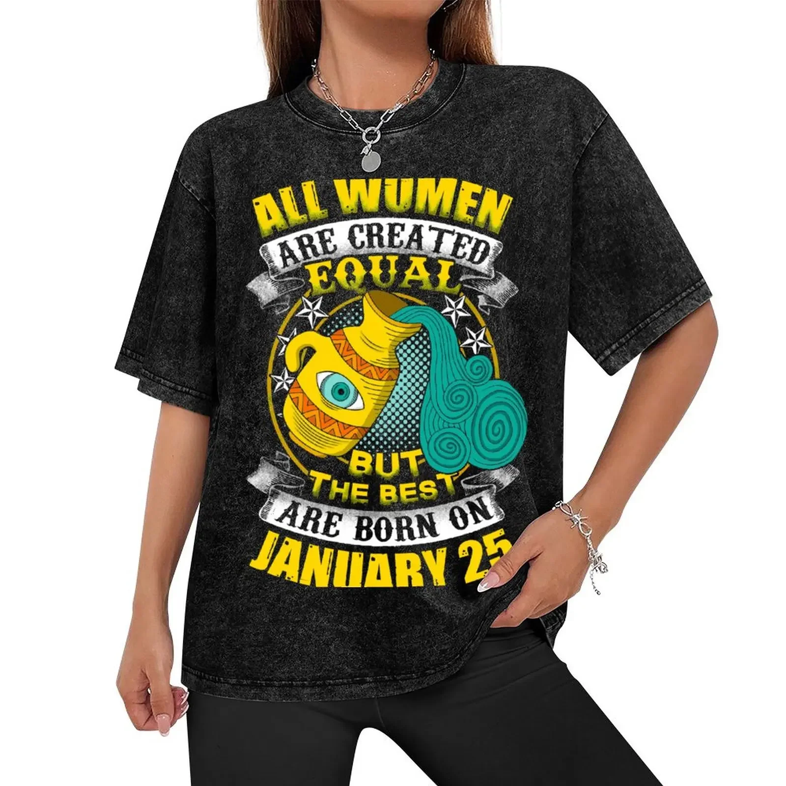 Best Women Are Born On January 25 Aquarius T-Shirt vintage graphic tee man clothes customizeds Blouse mens graphic t-shirts