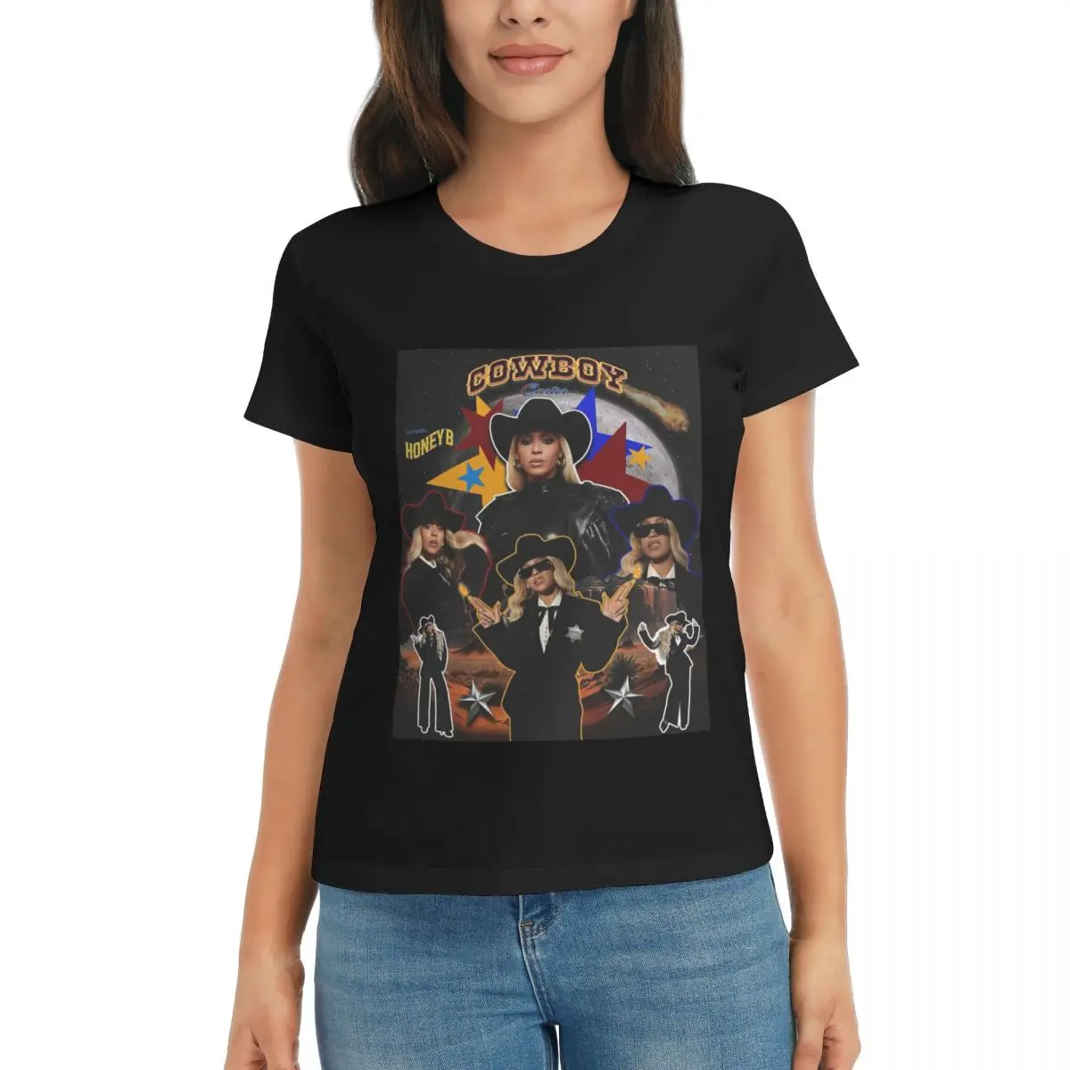 

Women T-Shirt Cowboy Carter Beyonce New Album Summer Short Sleeve Tees Round Neck Cotton T Shirts Clothes Tops Streetwear