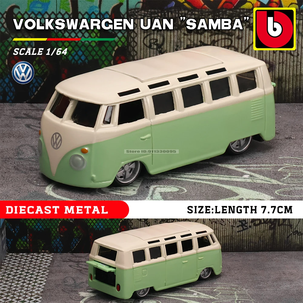 Bburago 1:64 Volkswagen Bus Porsche Ford Mustang Audi BMW Alloy Luxury Car Die Casting Car Model Toy Collection Gift