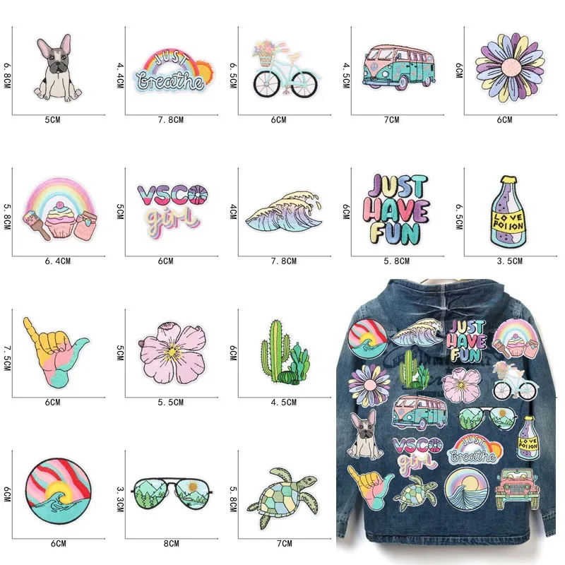 1pcs Patch Stickers Iron On Patches for Clothing Sewing Car Dog Embroidery Fusible Applique Badge Bag Decoration Stripes