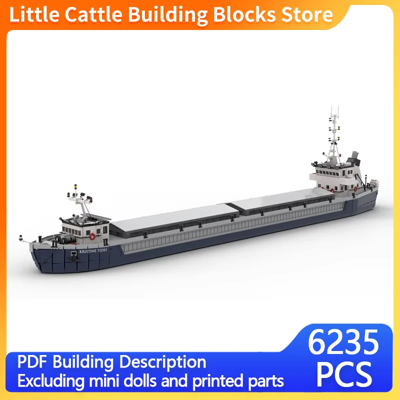 Transport Boat Model MOC Building Bricks Modular Dry Bulk Barge Modular Technology Gifts Holiday Assemble Children Toys Suit