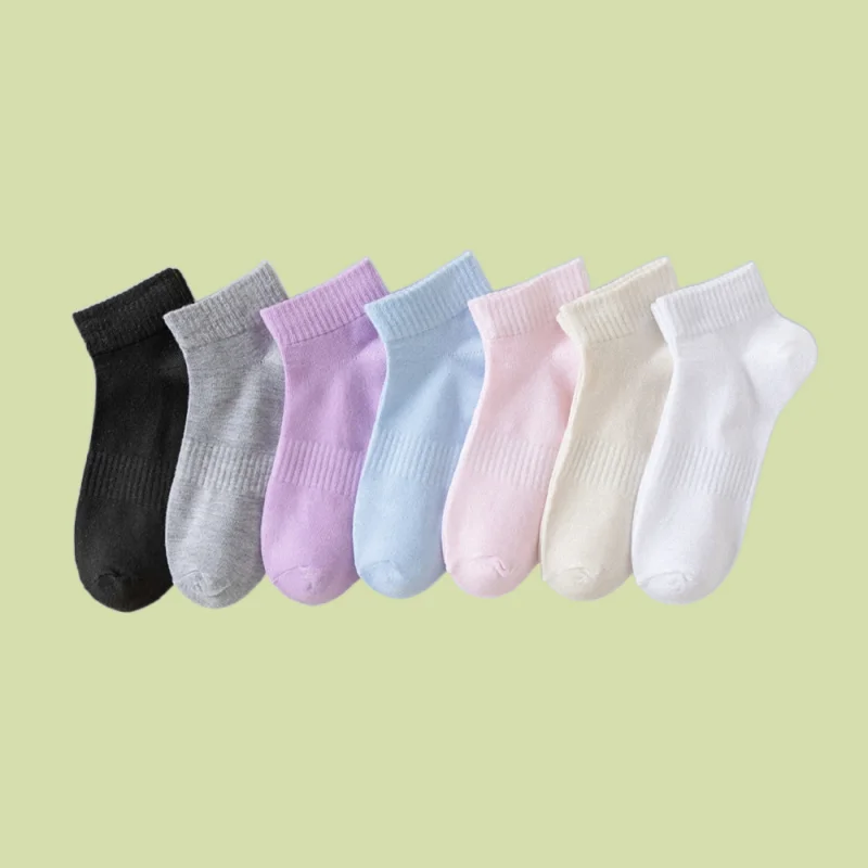 

5/10 Pairs 2024 New Fashion High Quality Mid-tube Women's Socks Solid Color Cotton Women's Boat Socks Sports Socks Breathable