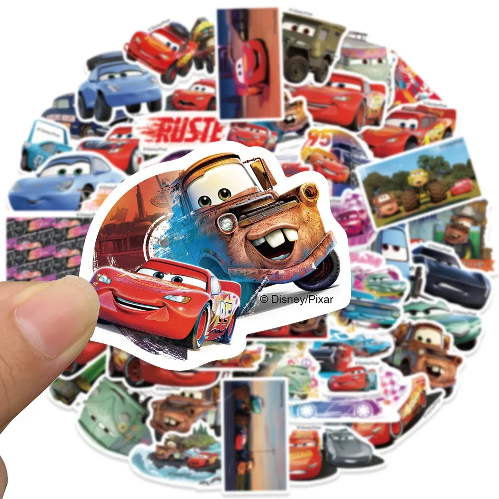 50PCS Disney Cartoon Cars Lightning McQueen Stickers Movie Anime Decal Guitar Laptop Cute Kawaii Sticker Pack Kids Girl Toy