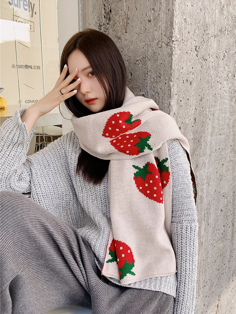 Imitation Cashmere Women Scarf Strawberry Preppy Style Scarve Wrap Shawl Pashmina Mujer Echarpe Hiver Pareo Bufanda Stoles Hijab