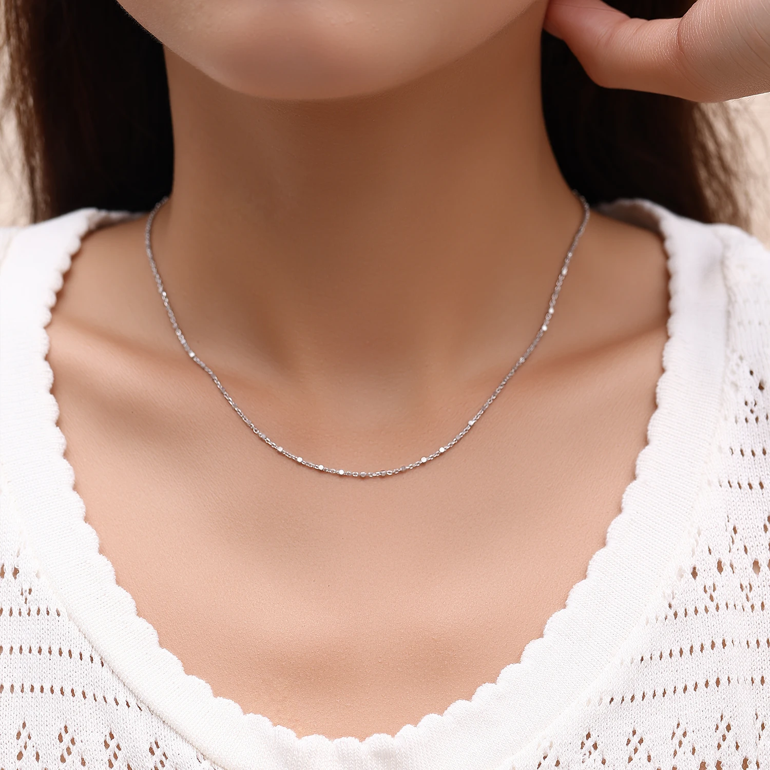 MODIAN 925 Sterling Silver Minimalist Geometric Link Chain Necklace For Women Trendy Simple Daily Fine Jewelry Accessories