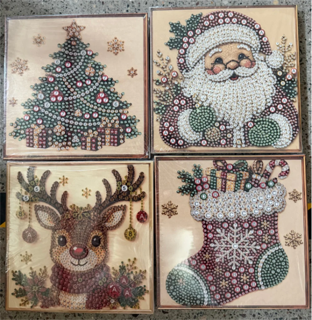 Christmas Pearl Diamond Painting Art Set With Frame DIY Pearl Beads Craft Kit For Adults Beginner Home Decor Wall Art Party Gift view 6