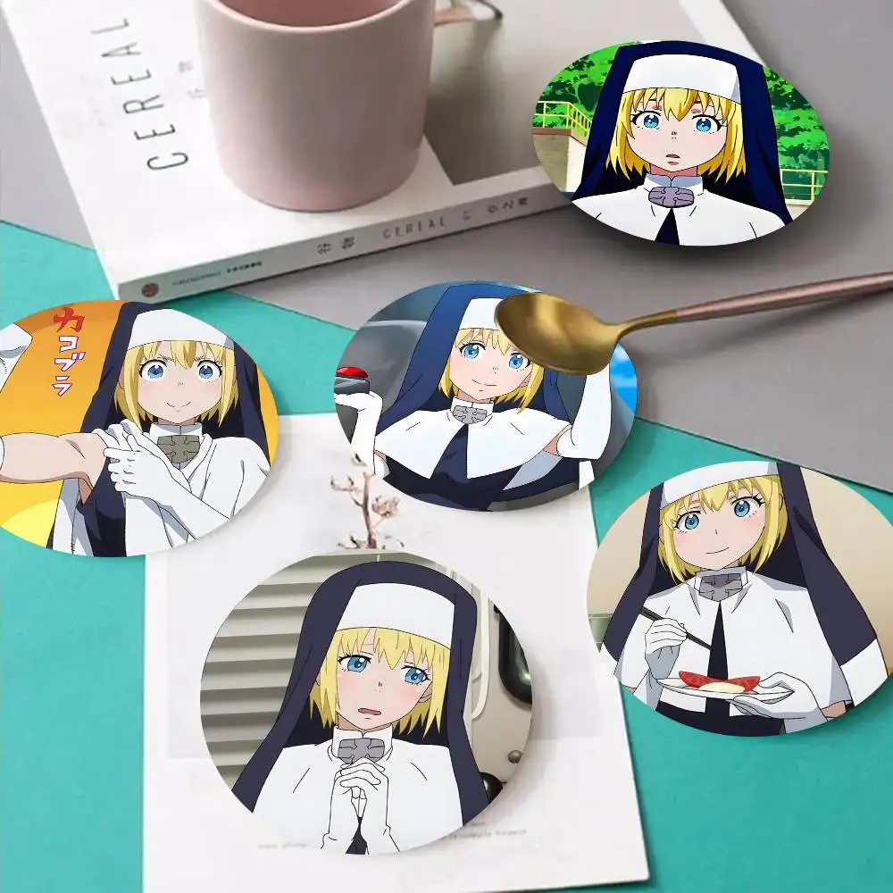 1pc Iris Fire Force Wooden Coaster Colour Printing Cup Mat Home Desk Decoration Gifts