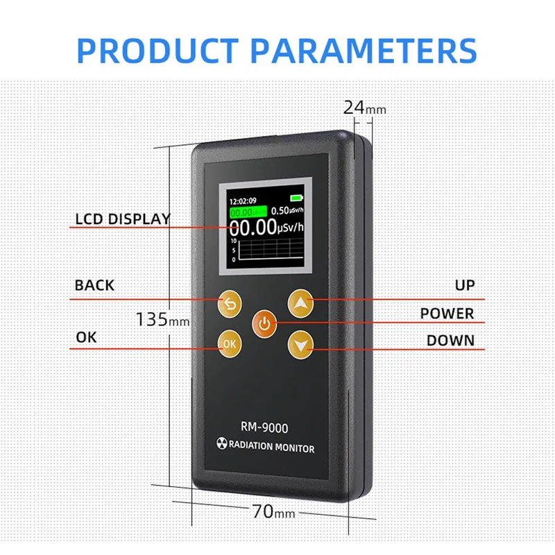 جهاز اختبار مشع A14M Geiger Counter X Γ Β Ray للكشف عن حمامات السباحة ومياه الشرب