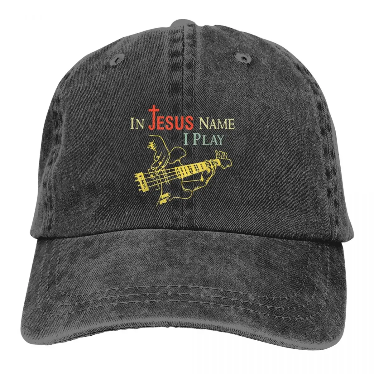 

Pure Color Cowboy Hats Christian In Jesus Name I Play Guitar Women's Hat Sun Visor Baseball Caps Jesus Peaked Trucker Dad Hat