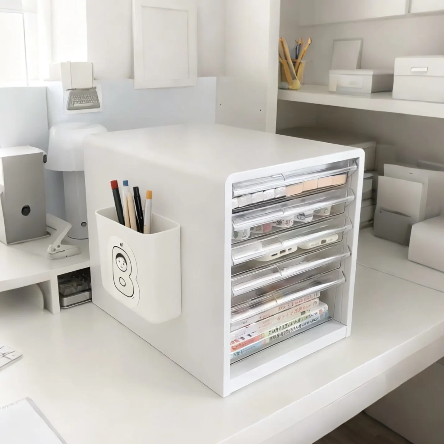 For Desktop Storage Cabinet with Drawers, A4 File Rack for Office, Student & Makeup Organizing