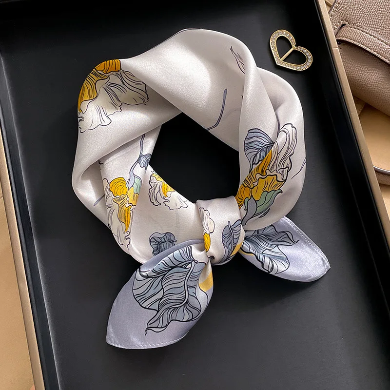 Fashion 100% Silk Satin Scarf Women Handkerchief Printed Bag Scarfs Female Square Head Bandana Small Neck Scarves For Ladies