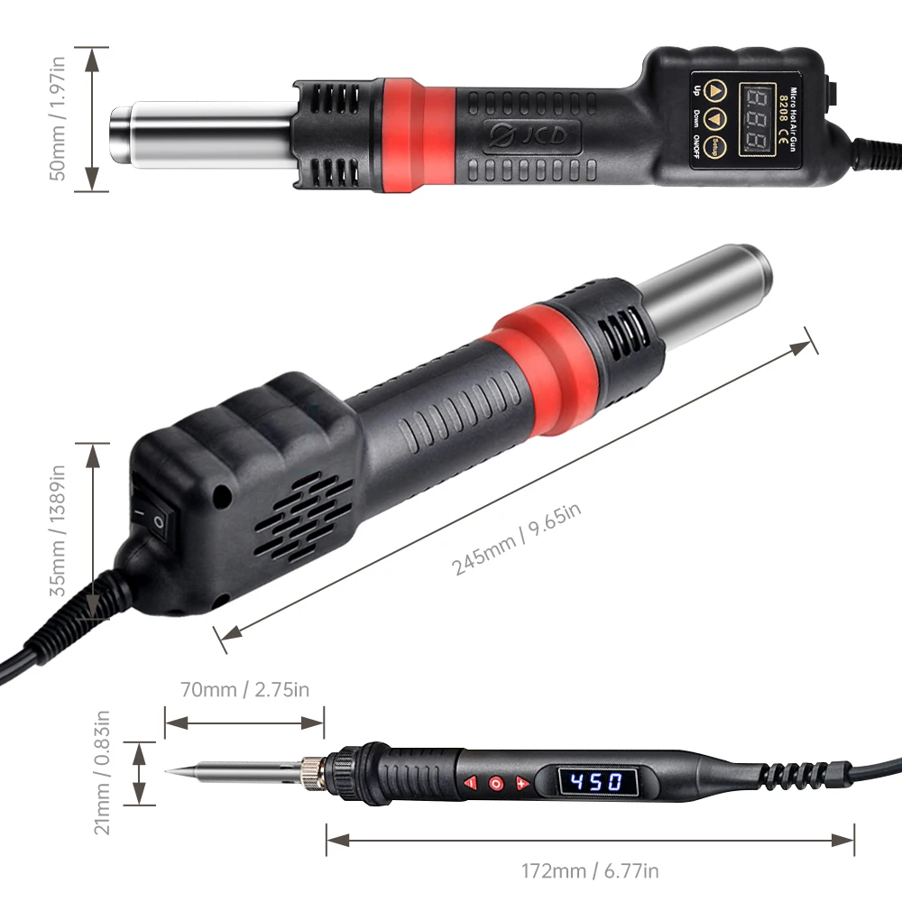 JCD 8899 Welding Station Portable Hot Air Gun LCD Display 750W Hot Air Gun Mobile Phone Repair BGA Welding Kit