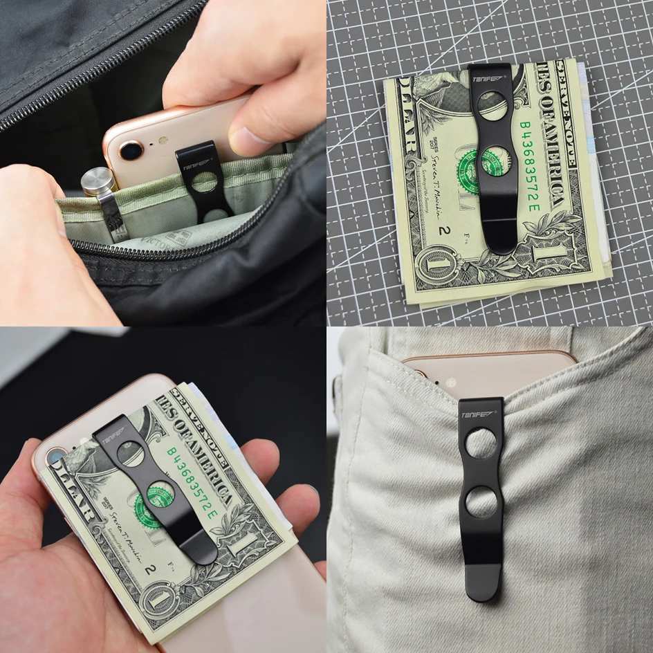 TONIFE Multipurpose Clip Mountable Attachable Pocket Clip for Smartphones Hip Clip for Belt Holster Stainless Steel Adhesive