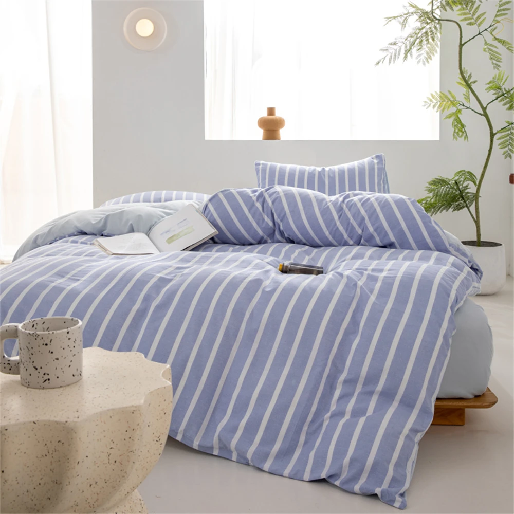 

New Hotel Duvet Cover Four Piece Set Vertical Stripes Ultra Breathable Skin-Friendly Cover Bed Sheet Pillowcase Home Bedding Set