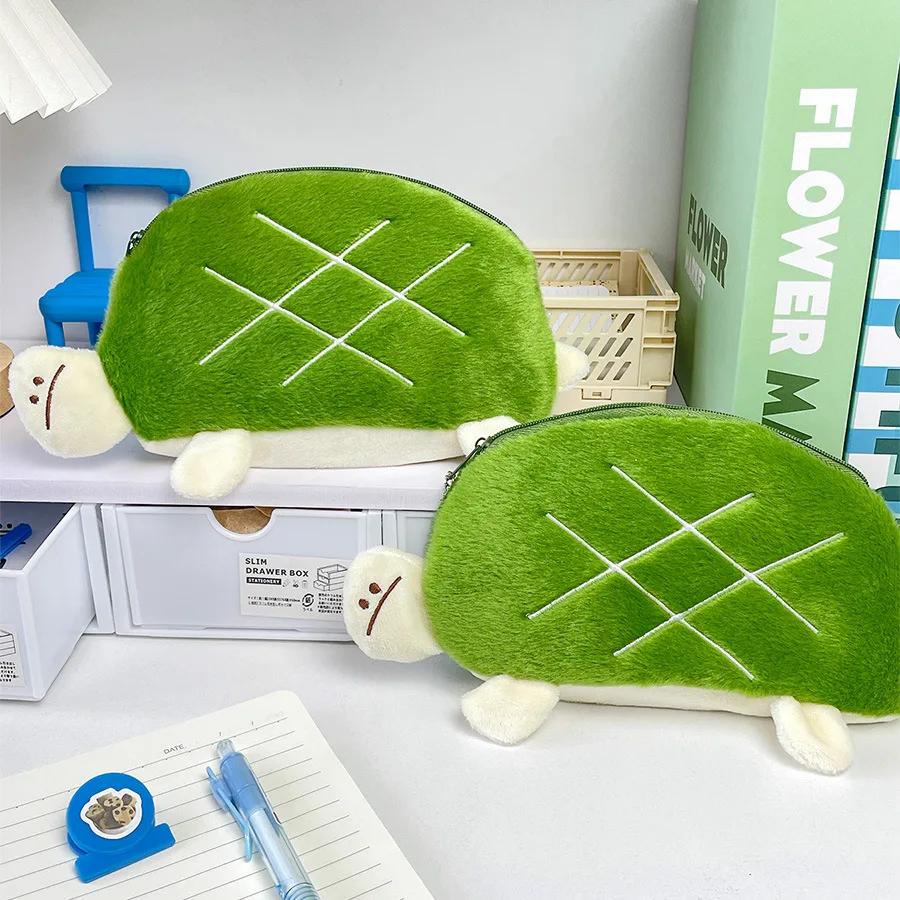 10pcs Cute tortoise student pencil case office stationery storage bag kids kawaii school supplies rubber pencil storage bag image 2