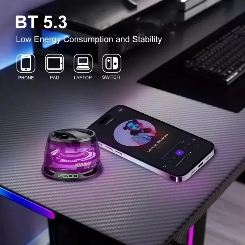 BT 5.3 Mini Tragbarer Bluetooth-Lautsprecher G200 RGB-Farblicht Magnetischer Lautsprecher Kleine Soundbox Telefonhalter Drahtloser Lautsprecher – Detail 7