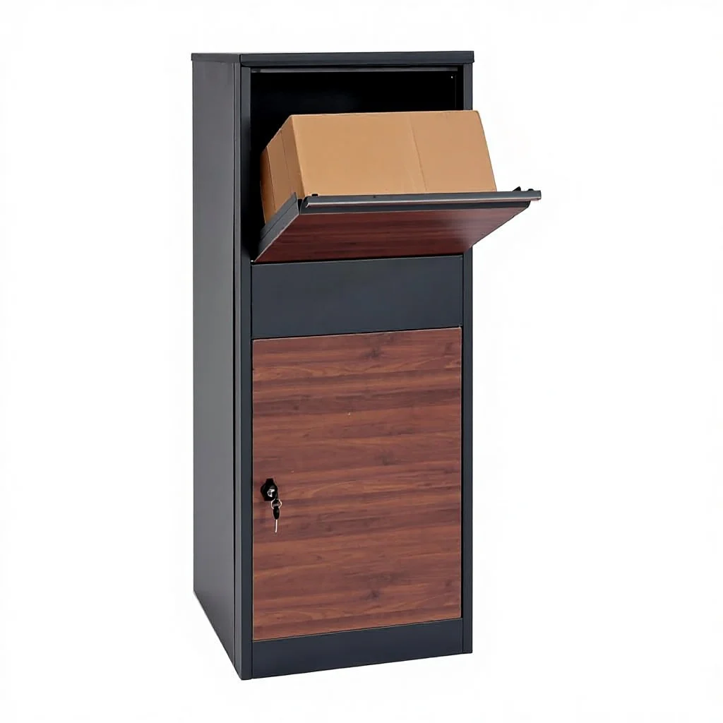 Large Wooden Pattern Smart Parcel Delivery Outdoor Parcel Dropping Parcel Drop Box Coated Steel