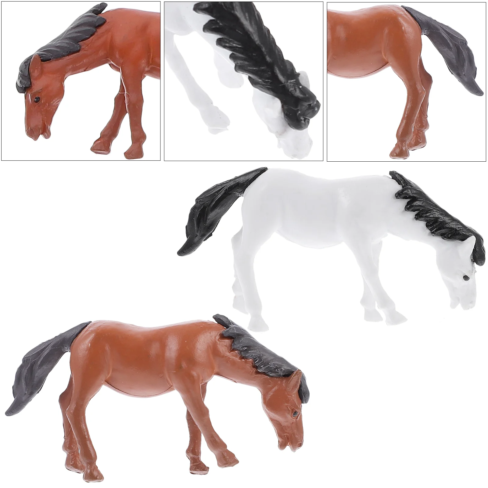 6 Pcs Micro Ornaments Garden Accessory Horse Animal Plant Decor Bonsai Miniature Pvc Craft