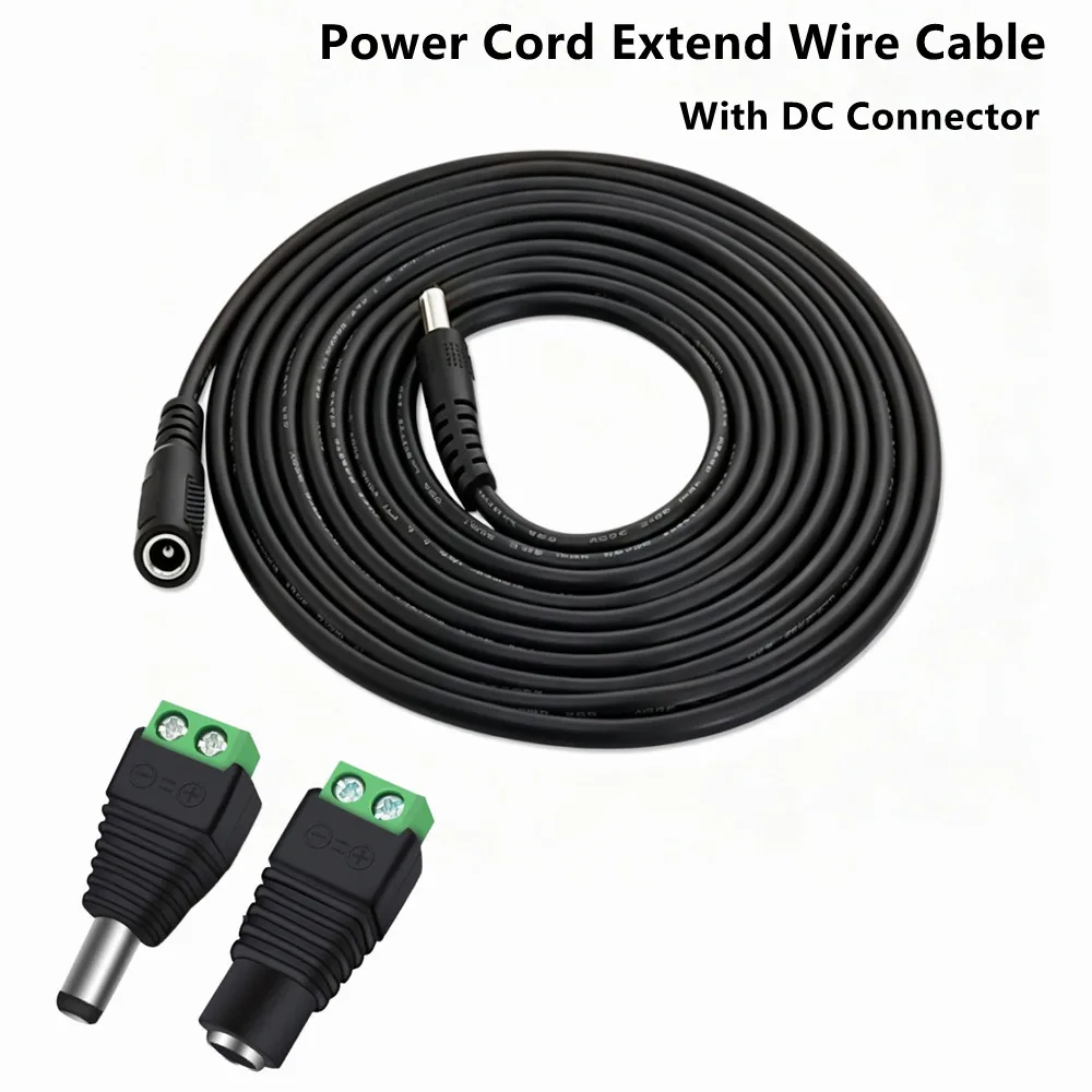 Power Cord Extend Wire Cable With DC Connector 5.5 * 2.1mm Male Female DC 12V Power Adapter Extension Cable For Camera Router ﻿