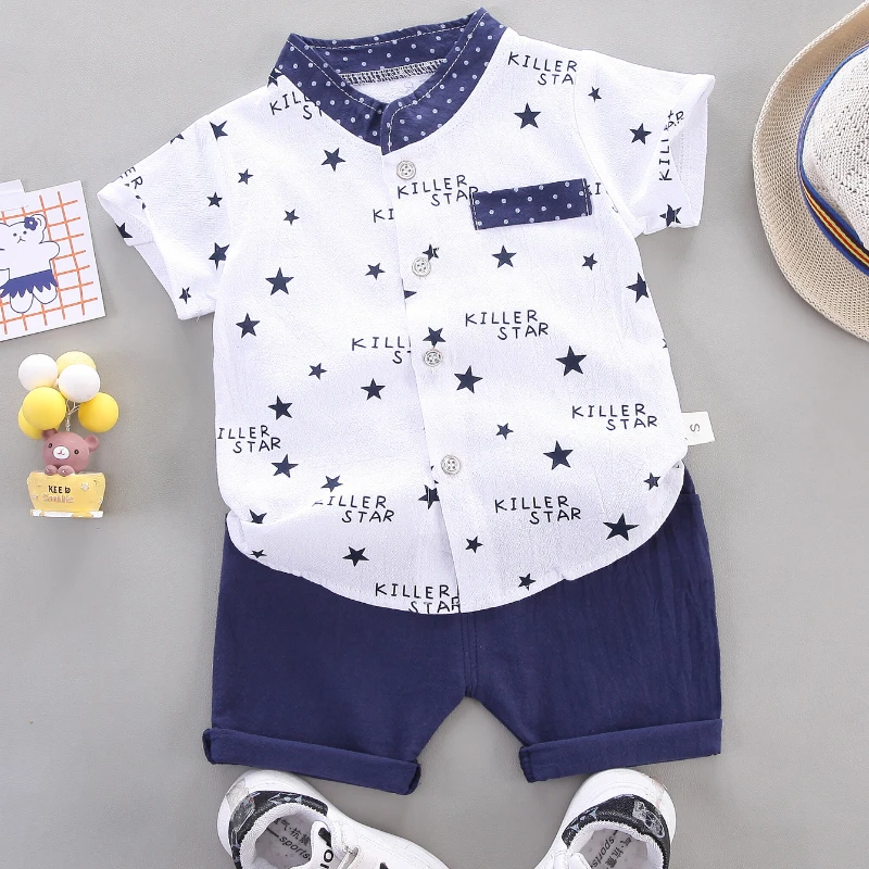 2024 Summer Casual Clothes Fashion Baby Boy\'s Suit Set Top Shorts 2PCS Baby Clothing Set For Boys Infant Suits Kids Clothes