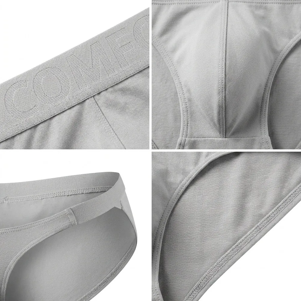 Men High Fork Hollow Design Breathable Sexy Briefs Soft Big Pouch Underwear Stretch Comfortable Panties Lingerie