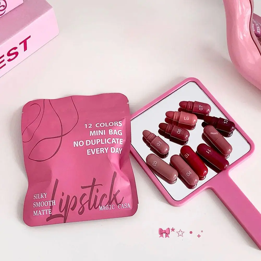 Set di balsamo per labbra opaco Magic Casa da 12 colori, di lunga durata e non sbiadisce, regalo perfetto per le donne, ideale per il festival del trucco
