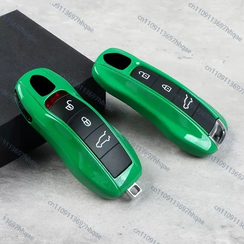 

Car Key Case Green Remote Control Fob Shell Protective Cover For Porsche Panamera Macan Taycan Boxster 911 718 Key Accessories