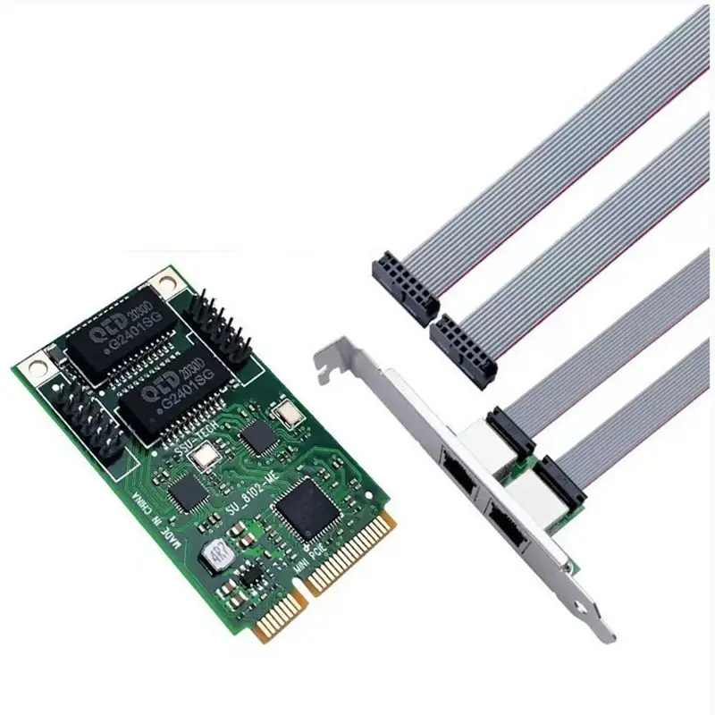 

New--Mini PCIE Gigabit Network Card PCIE To 2 Port RJ45 Network Card Ethernet Gigabit 10/100/1000Mbps Network Adapter