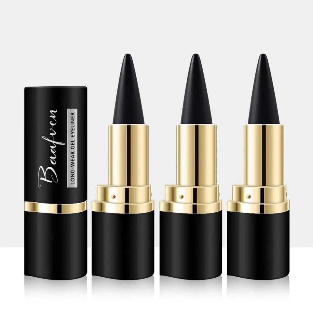 Black Eyeliner Pencil Waterproof Eye Enhancing Stick Solid Thick Gel Smooth 24 Hours Long Lasting Smoky Eye Liner Cosmetic Beaut