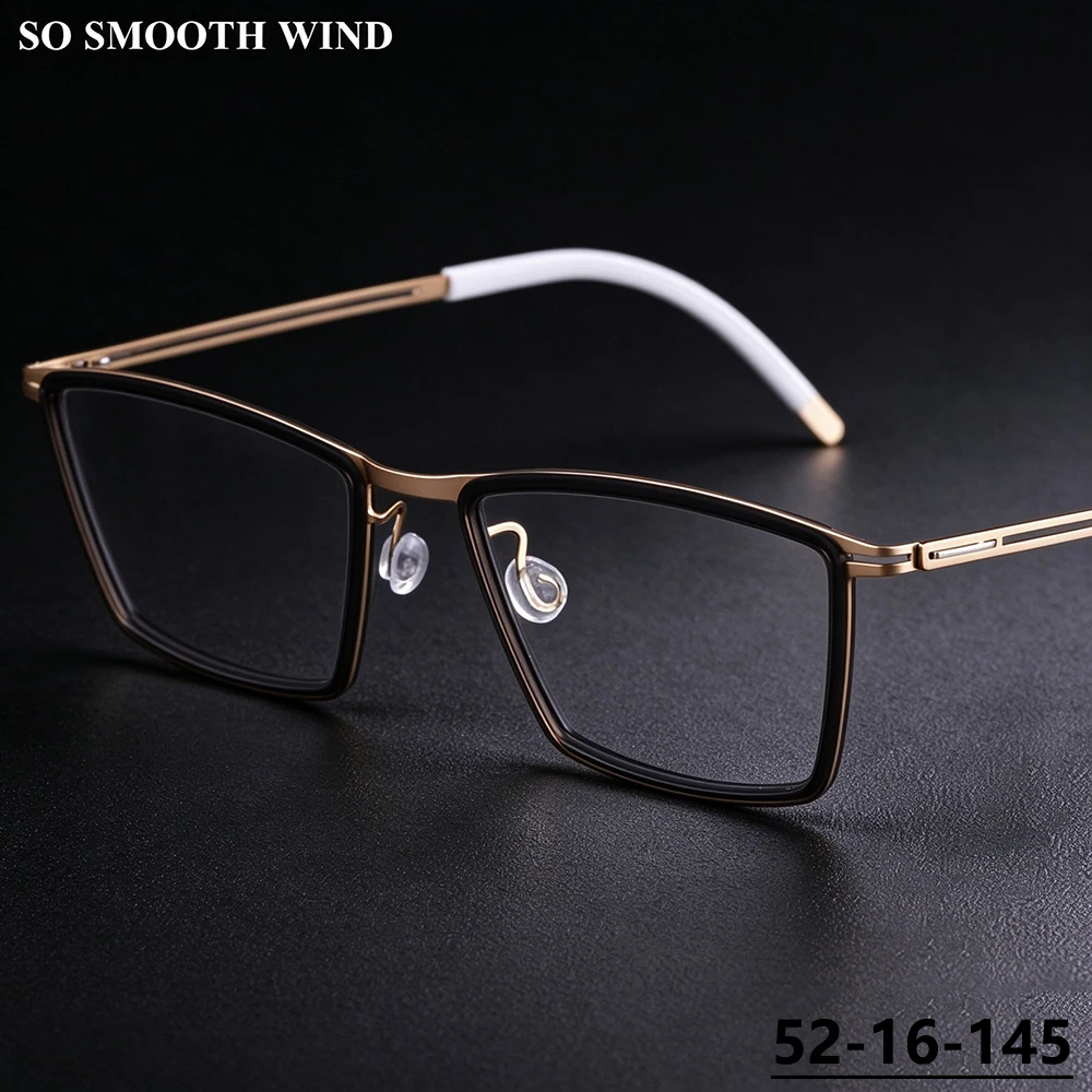 Fashion Square Glasses Frames Men Titanium Screwless Design Eyeglasses Eyewear Thin Rim Brand Design Handmade Spectacles Gafas