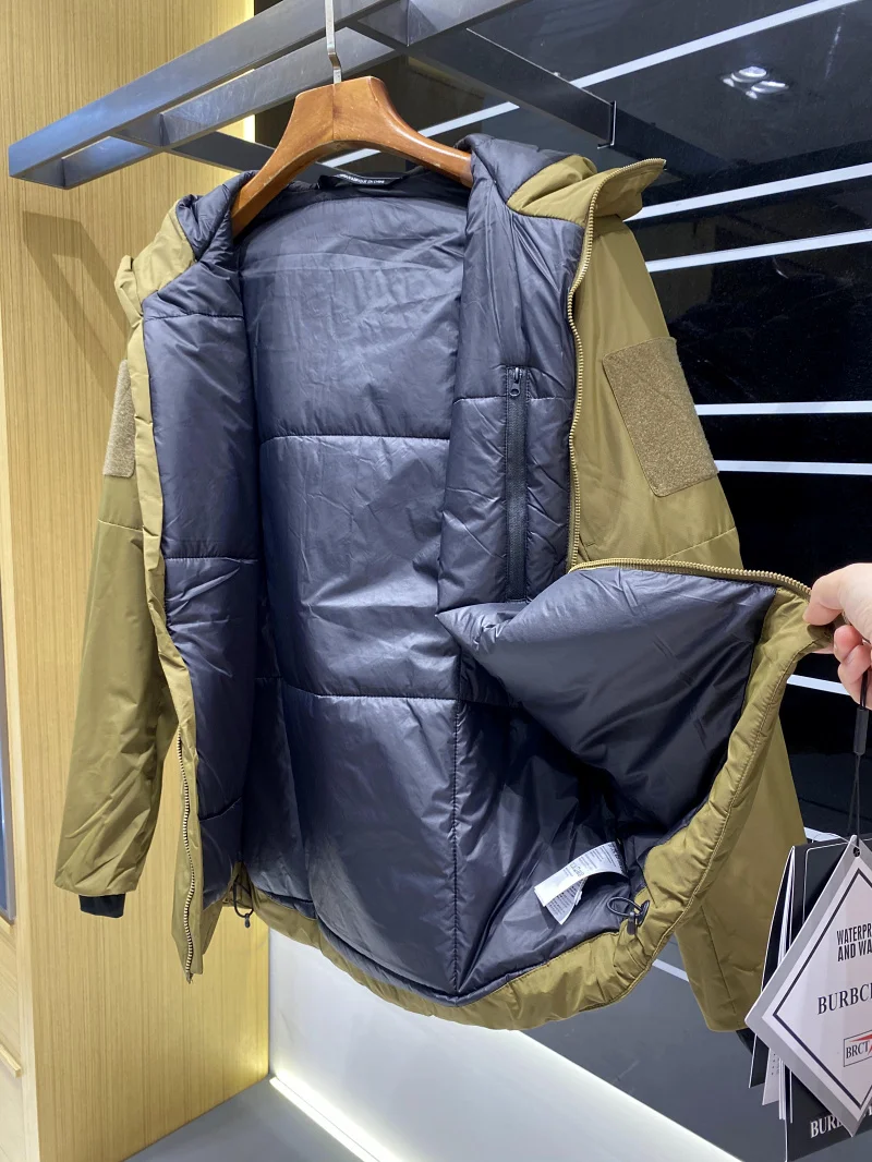 Jaket Pria Katun Ringan Bernapas, Fungsional untuk Luar Ruangan, Tahan Angin, Tahan Air, Menjaga Kehangatan, Mantel Musim Gugur Musim Dingin