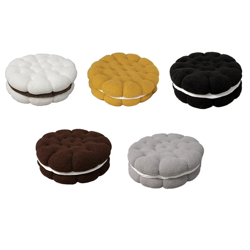 Round Throw Pillow Plush Cookie Floor Cushion Biscuit Thick Seat Cushion Round Floor Pillow Yoga Meditation Pad Easy To Use -C