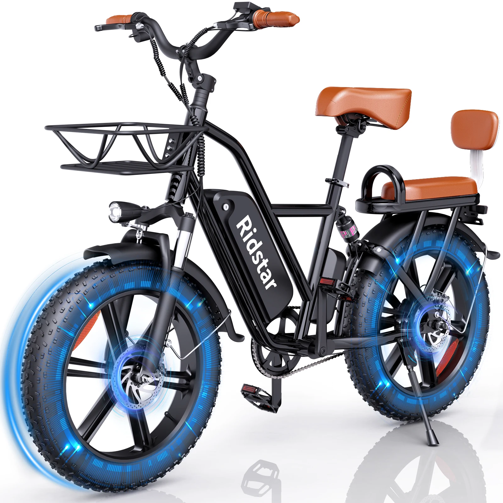 Ridstar FM-001 Electric Bicycle 1000W 48V 15AH Road City Ebike for Adult 20Inch Fat Tire  Beach Mountain With Backseat Cycling