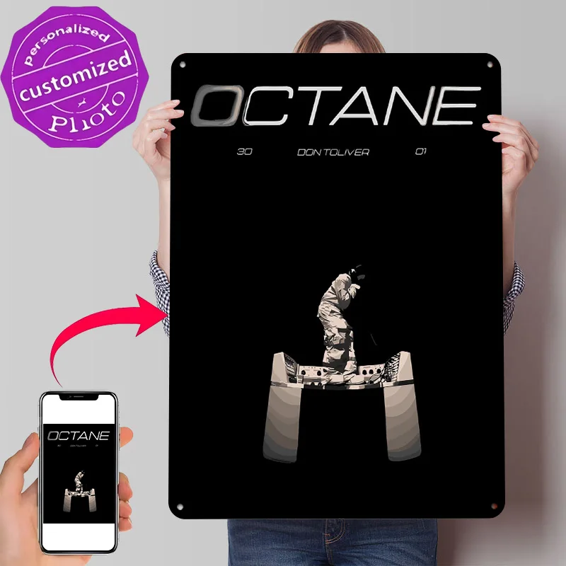 Octane Don Oliver - Álbum Musical - Póster Metálico con Textura 3D - Arte de Pared Personalizado - Letrero de Metal - Regalo para Decoración de Cuarto de Hombre o Garaje - Wand Deko