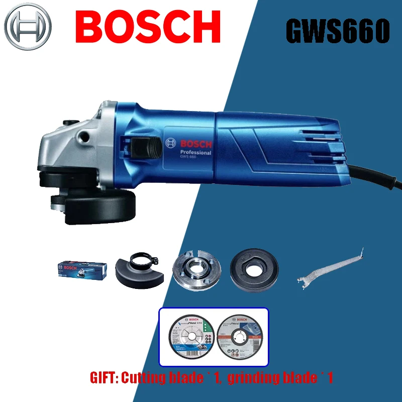 

Bosch GWS660 Angle Grinder Metal Wood Cutting Polishing Machine 660 Watts 100mm Multi-function Power Tools